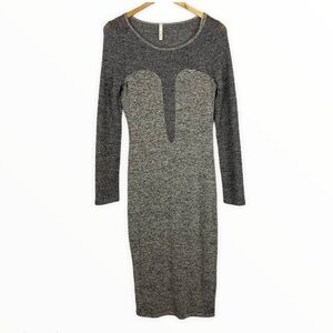 A+ ALLEN Knit Mesh Midi Dress Gray L